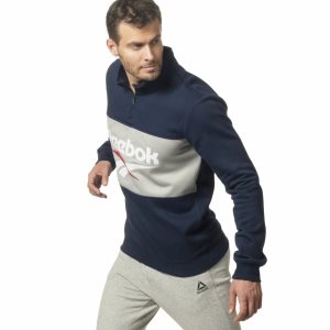 Bluza Męskie Reebok Classic Vector Quarter Zip Granatowe PL 42JULWR